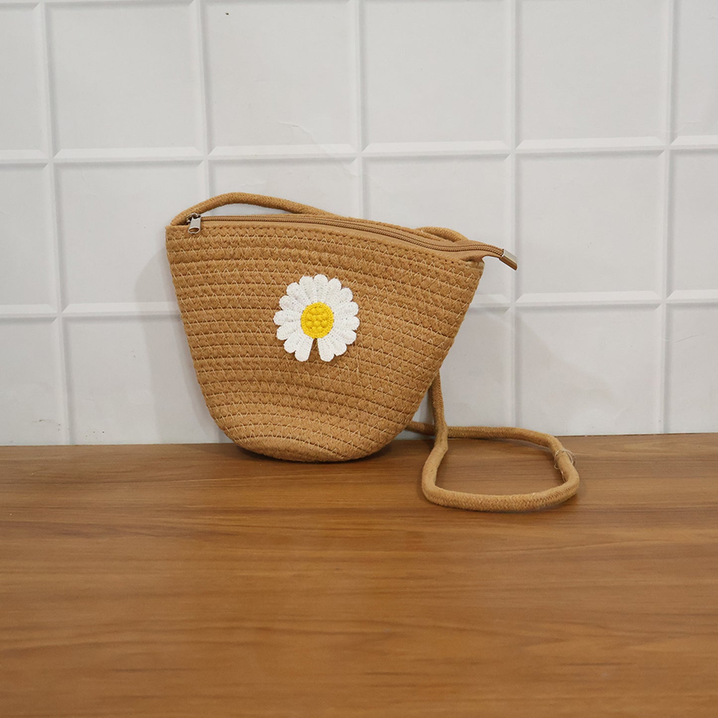 Stylish Jute Crossbody Sling Bag (1 Pc 17x23 Cm)