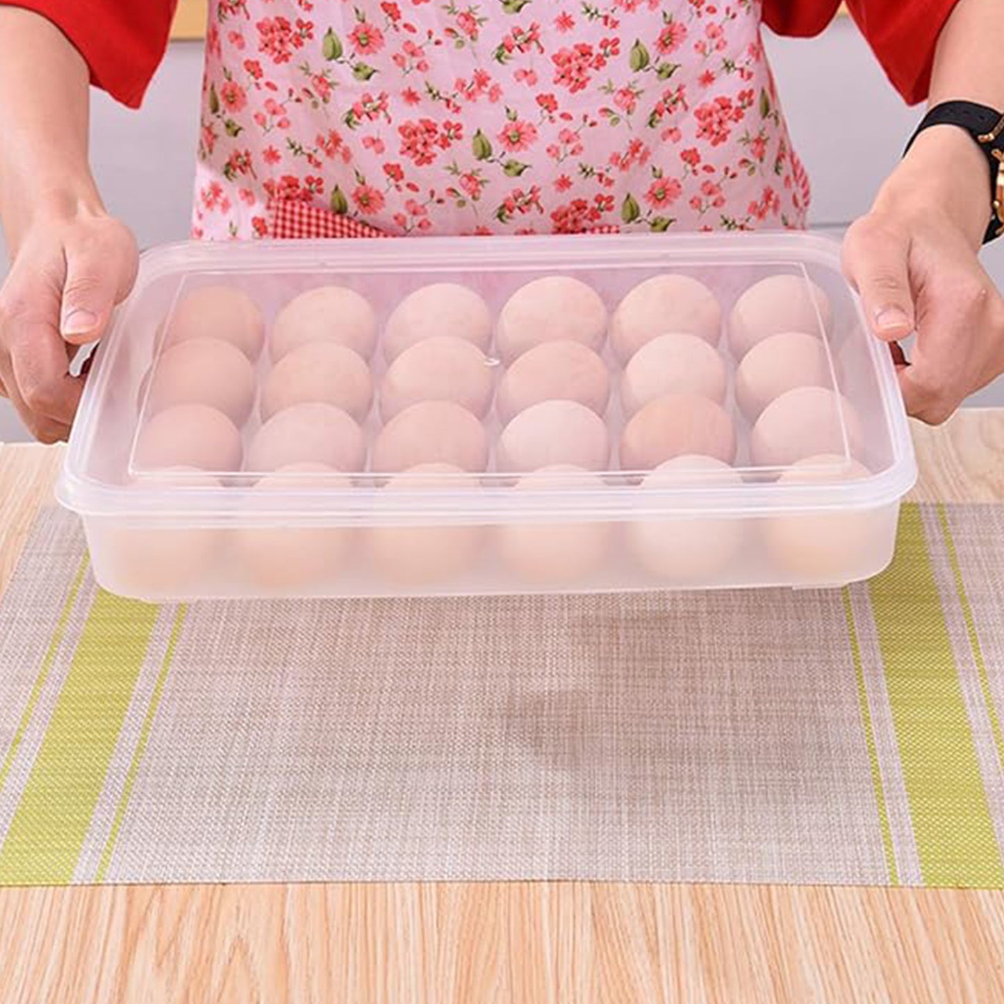 Plastic Egg Storage Container Holder For Refrigerator Egg Tray Holds 24 Eggs (1 Pc) - Happy Price - Image 3