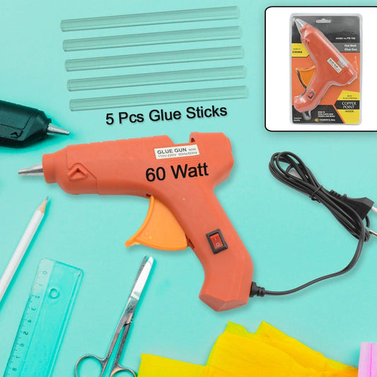 Professional 60 Watt With 5 Pcs Hot Melt Glue Stick  Onoff Switch Electric Tool Hot Melt Glue Gun For Multi Use(1 Pc) - Happy Price - Image 1