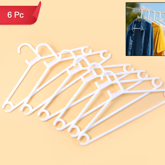 Set of 6 Plastic Clothes Hangers - White, Durable & Space-Saving - Happy Price - Image 1