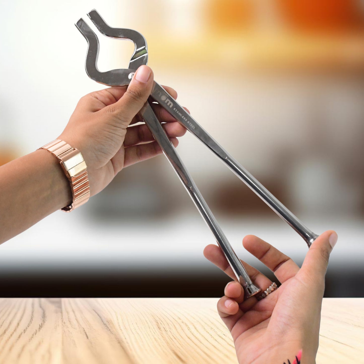 Heavy Duty Stainless Steel Kitchen Tong for Hot Utensils - Full Round Grip - Happy Price - Image 5