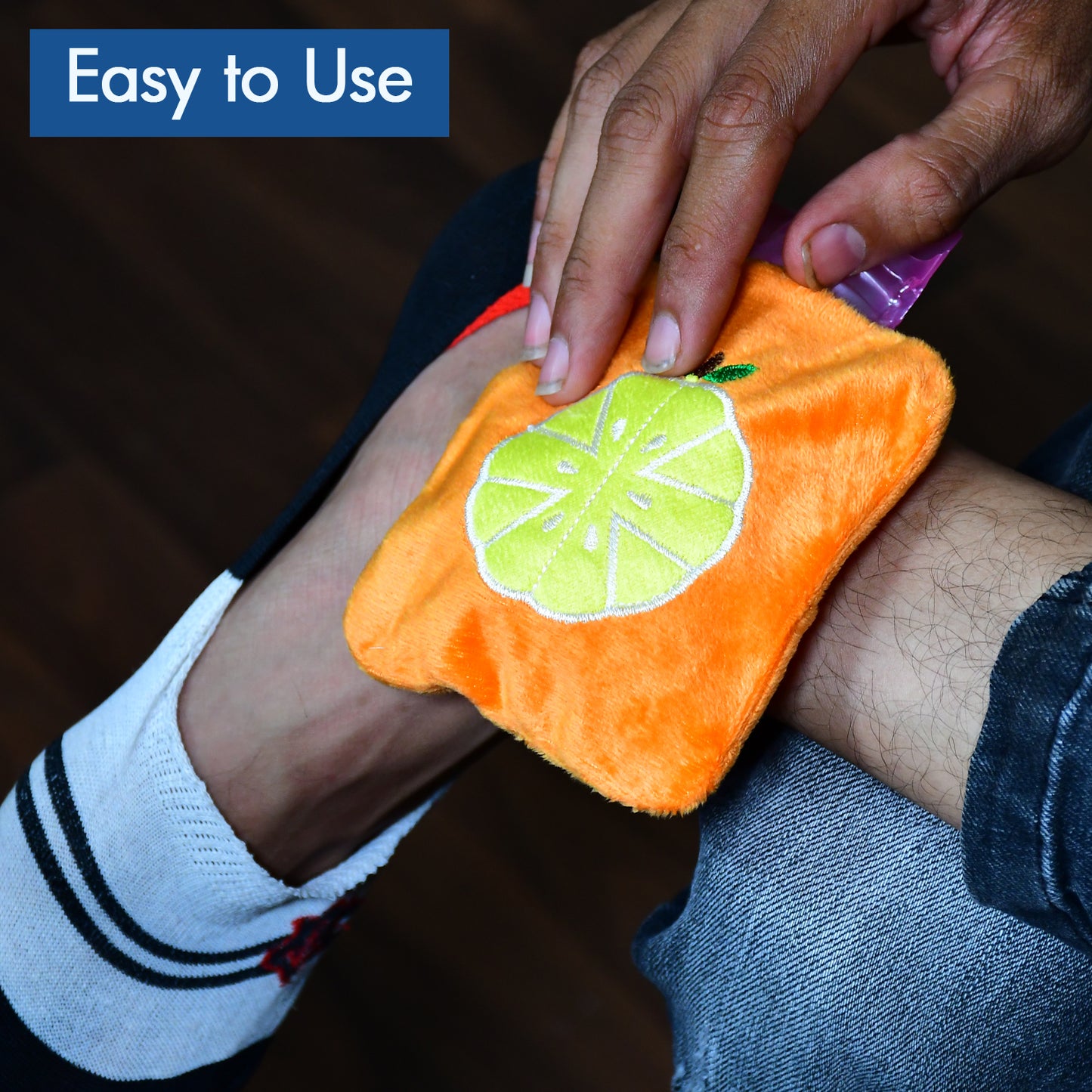 Orange Small Hot Water Bag With Cover For Pain Relief Neck Shoulder Pain And Hand Feet Warmer Menstrual Cramps. - Happy Price - Image 4