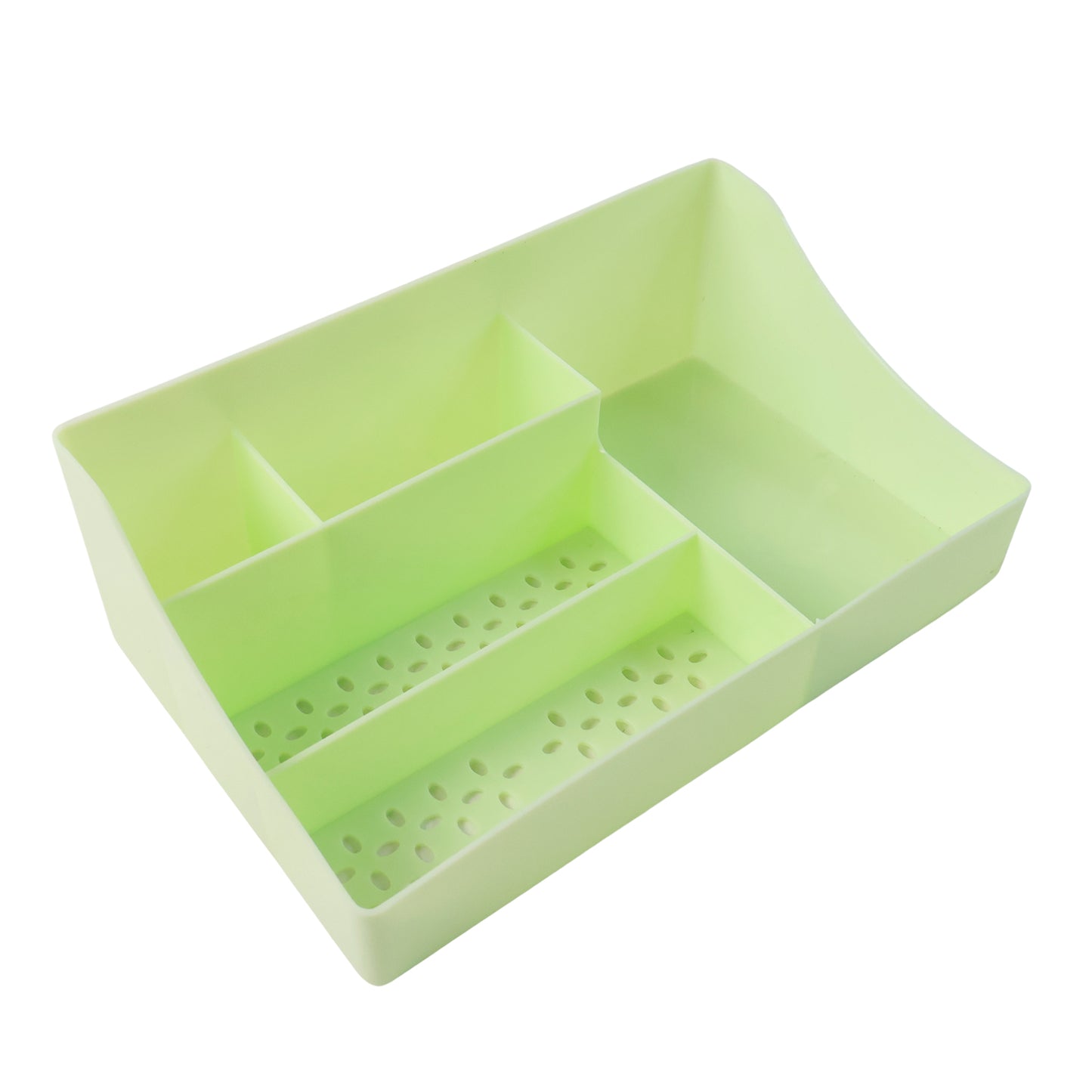 Multi-Compartment Desk Organizer Tray - Green Plastic Storage for Office & Study - Happy Price - Image 2