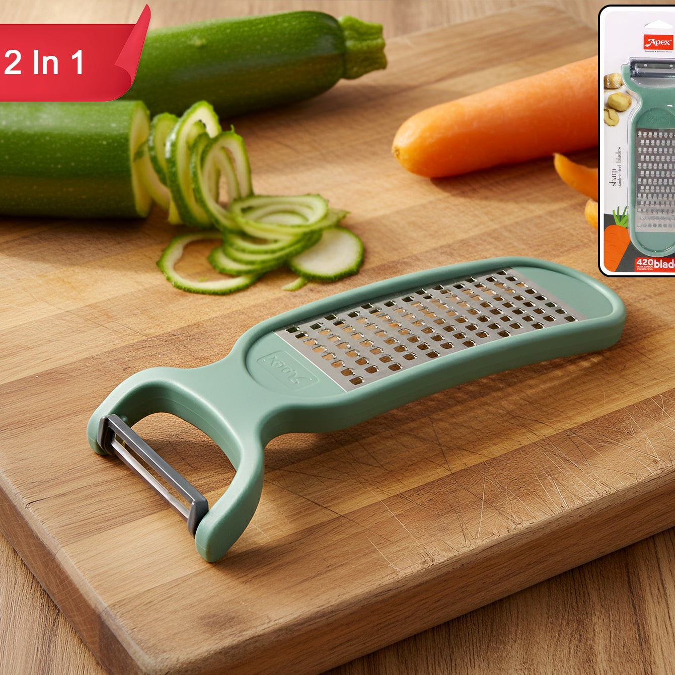 2-in-1 Kitchen Tool: Vegetable Peeler & Grater with Stainless Steel Blade - Happy Price - Image 1