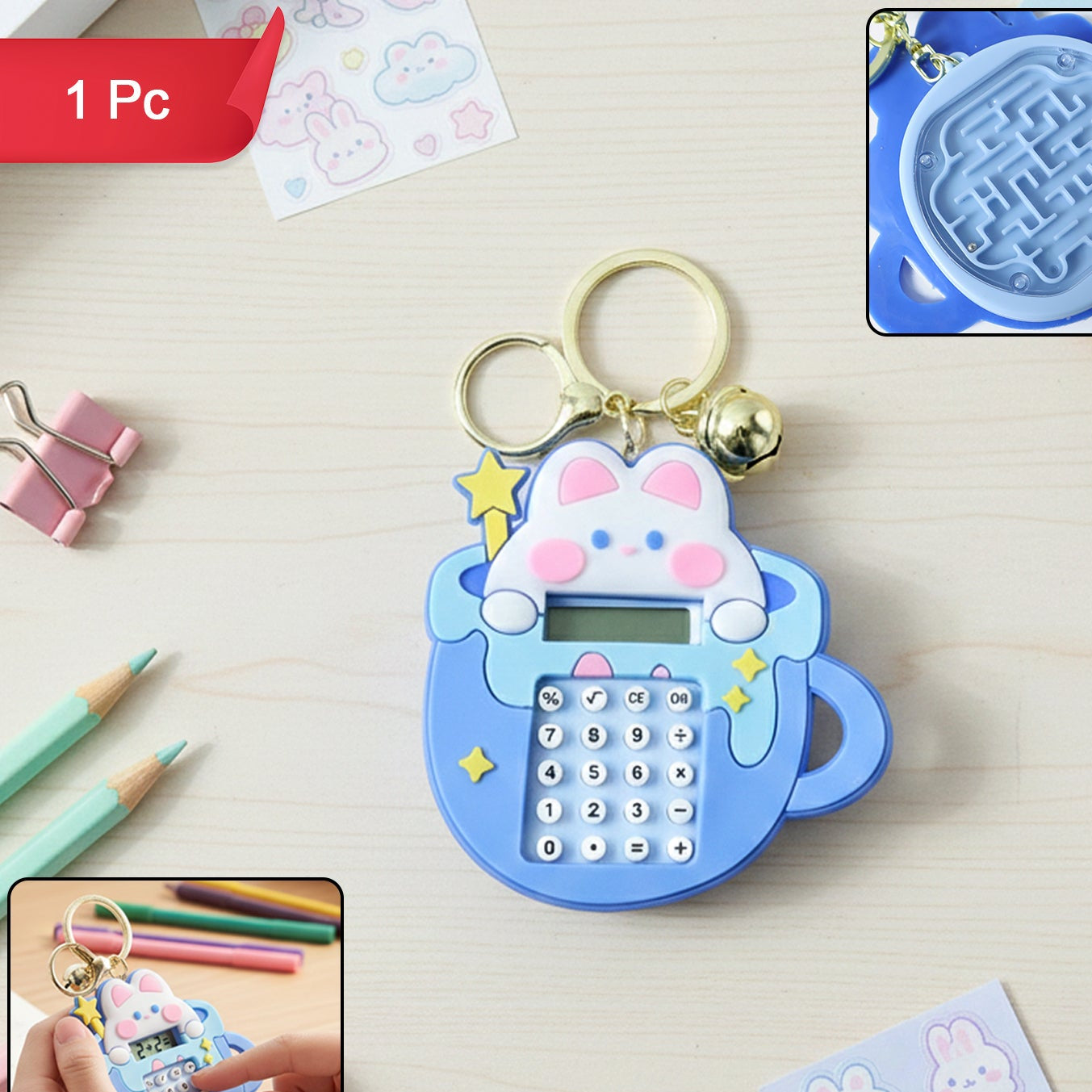 Cute Bunny Calculator Keychain with Mini Digital Display (1 Pc) - Happy Price - Image 1