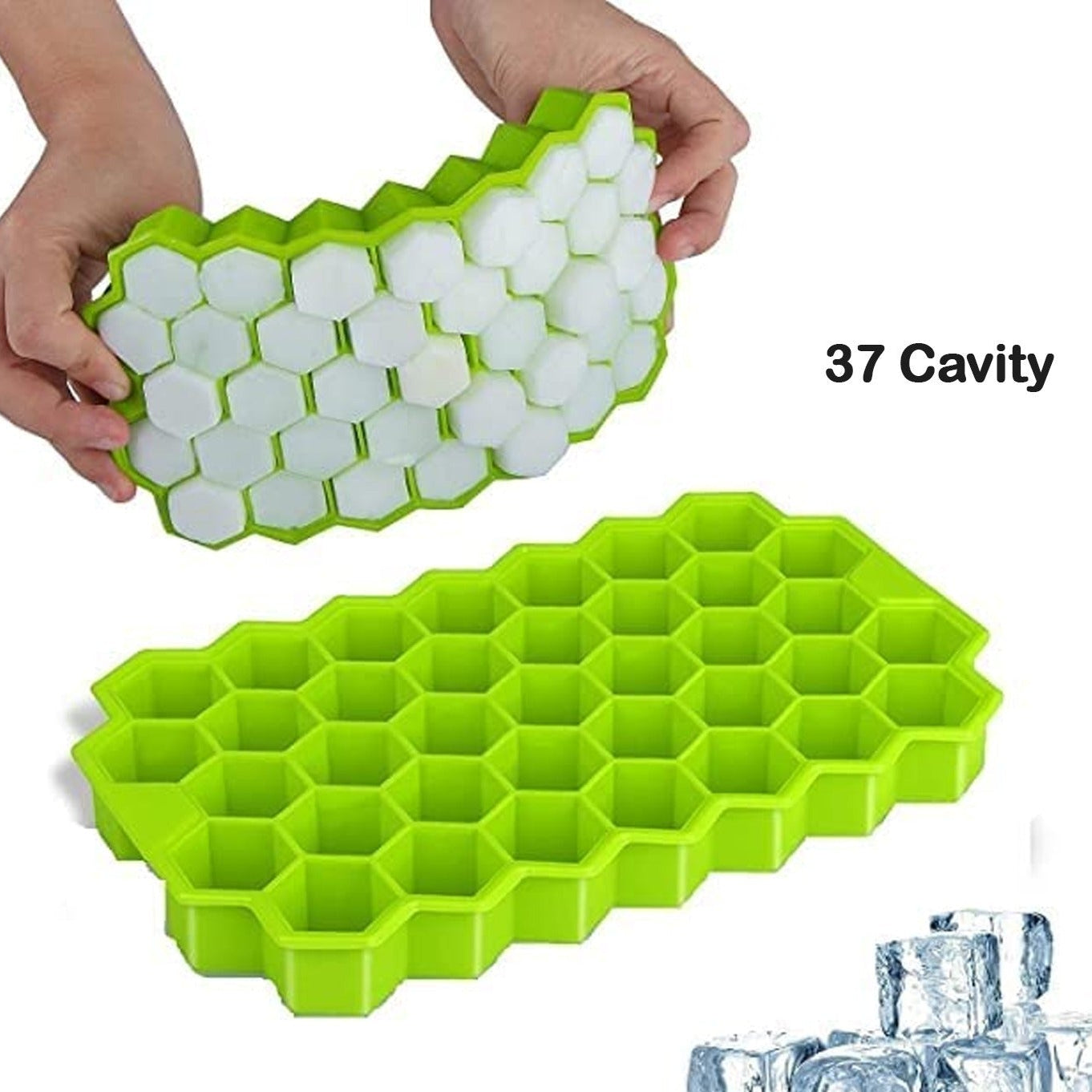 Flexible Silicone Honeycomb Design 37 Cavity Ice Cube Moulds Trays Small Cubes For Whiskey Tray For Fridge (Multicolor) - Happy Price - Image 1