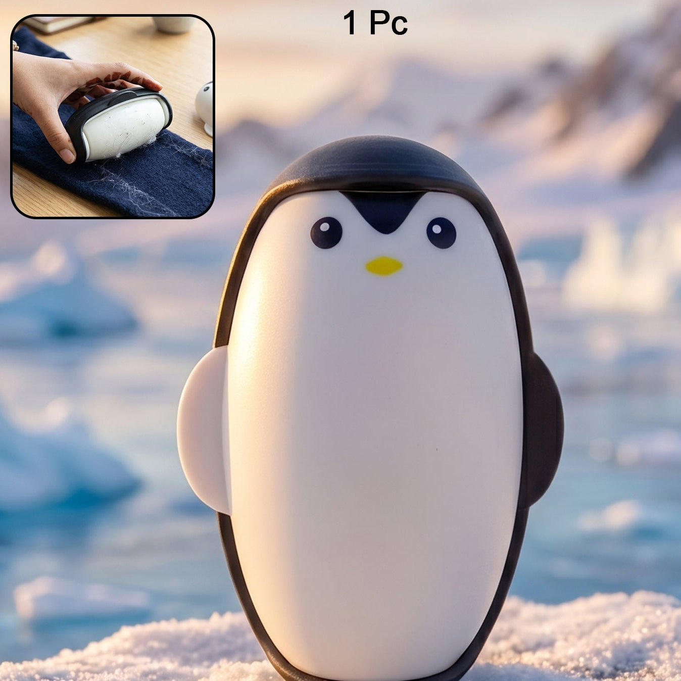 Cute Penguin Reusable Lint Roller - 1 Pc - For Clothes & Furniture - Happy Price - Image 1