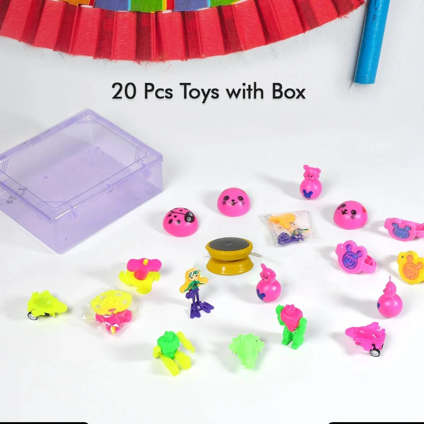20pc Mix All New Toy With Plastic Commander Container  Mix All Types Playing Toy For Kids - Happy Price - Image 1