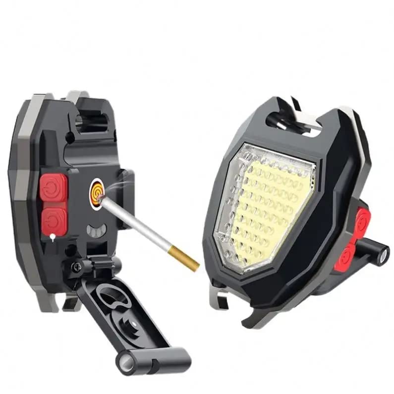 Portable Triangular Shaped Emergency Camping Flashlight With Cigarette Lighter Lumens Rechargeable Waterproof Portable Led Light Camping Keychain 6lighting Modes With Strong Magnet 3 Color Lighting For Travel Camping Walking - Happy Price - Image 4