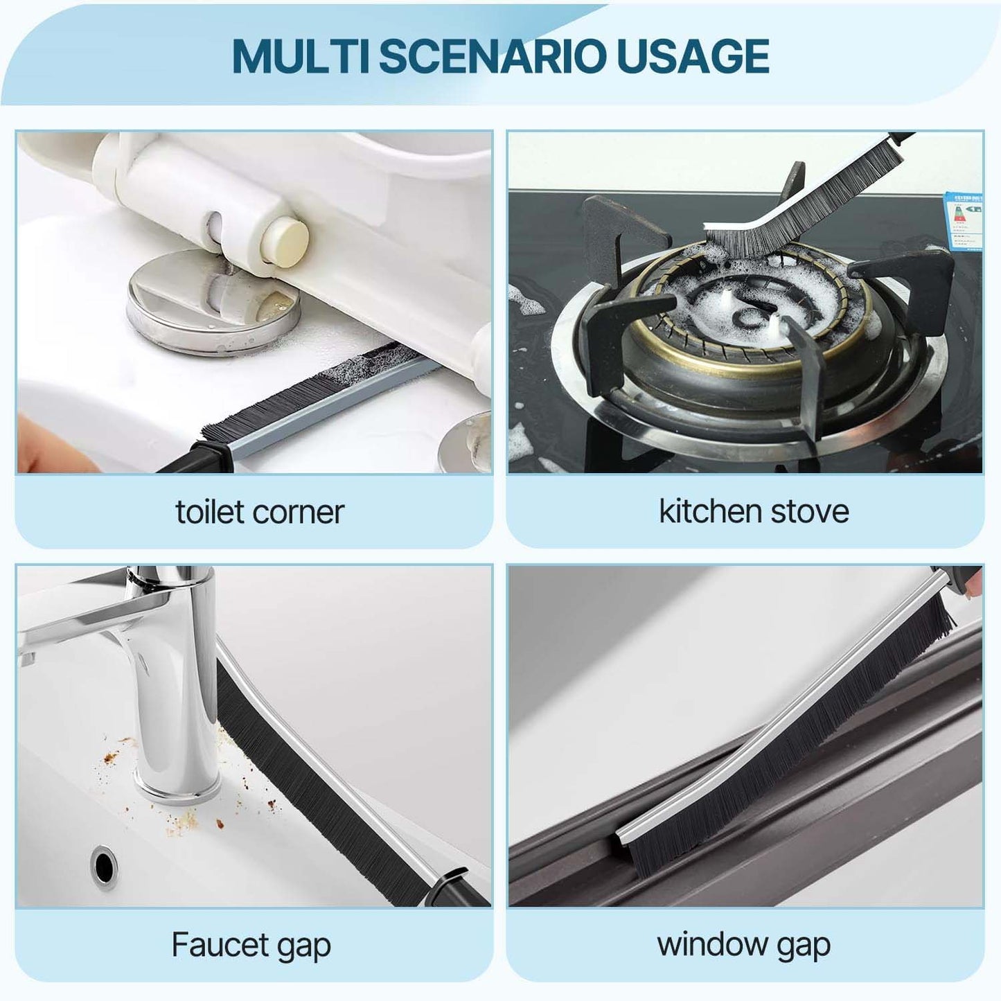 2 Pc Long Handle Corner Cleaning Brush Set for Grout & Edges - Happy Price - Image 4