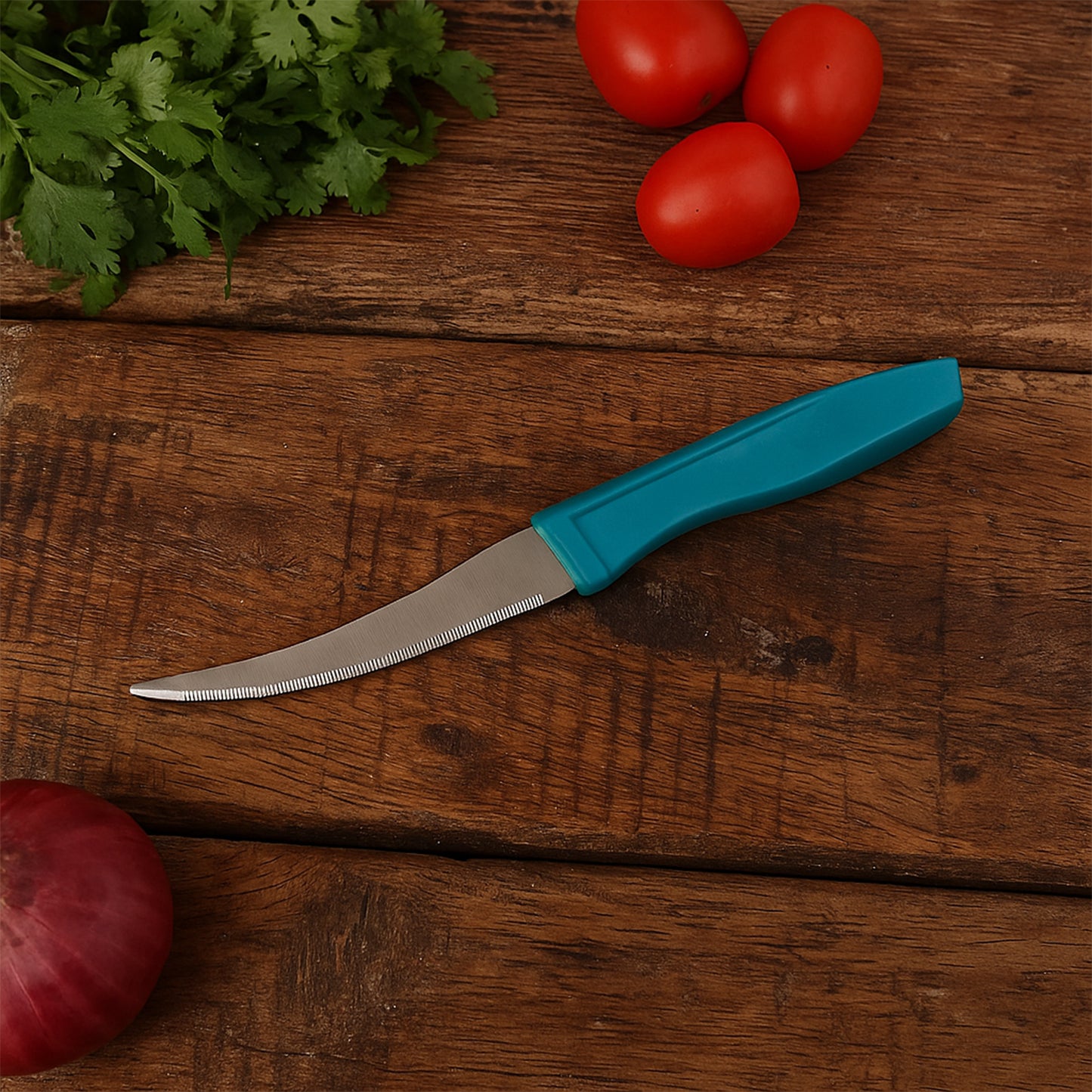 Premium Stainless Steel Tomato Knife (1 Pc) - Serrated Curved Blade - Happy Price - Image 4