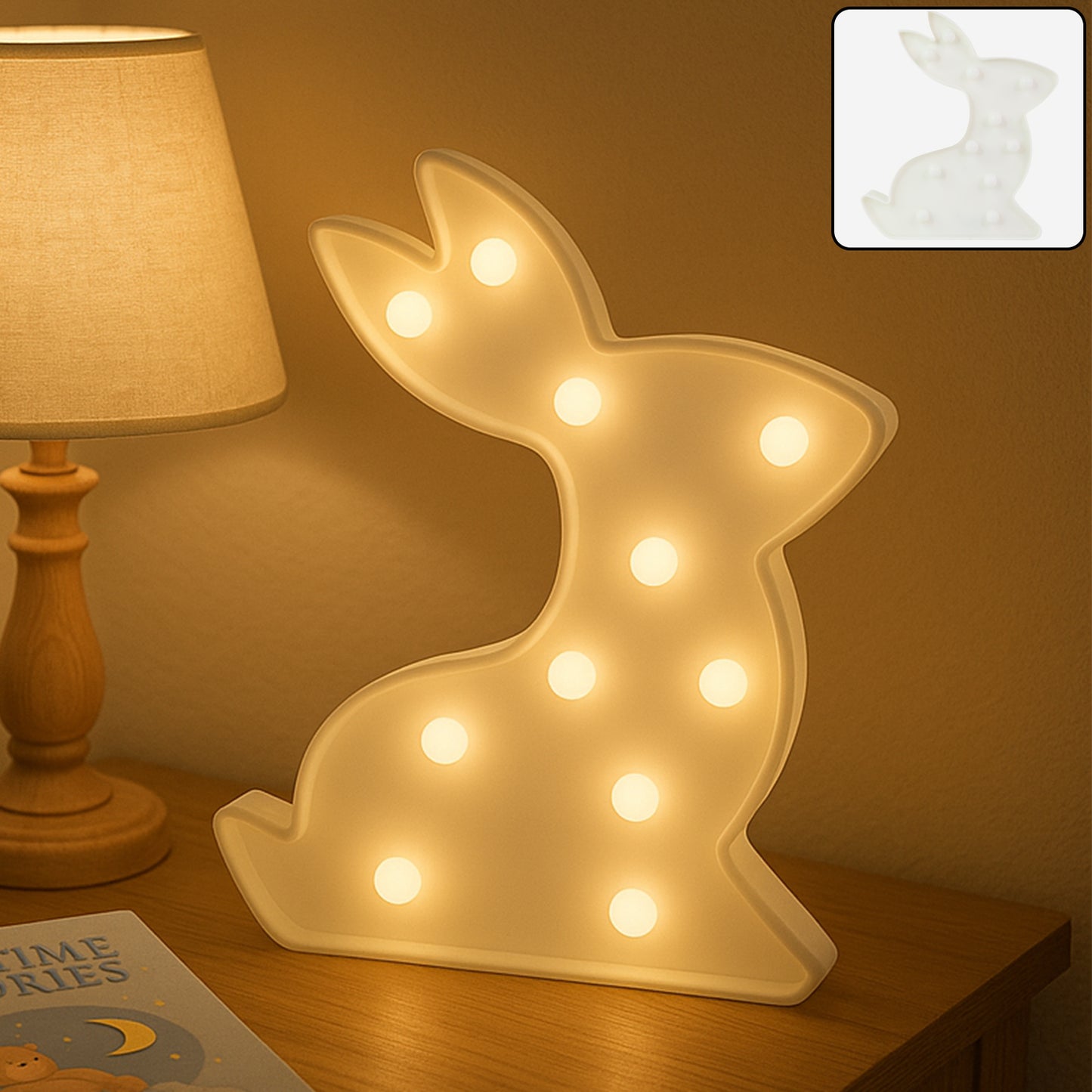 Rabbit Shaped LED Decorative Night Light (1 Pc) - Battery Operated Accent Lamp - Happy Price - Image 3