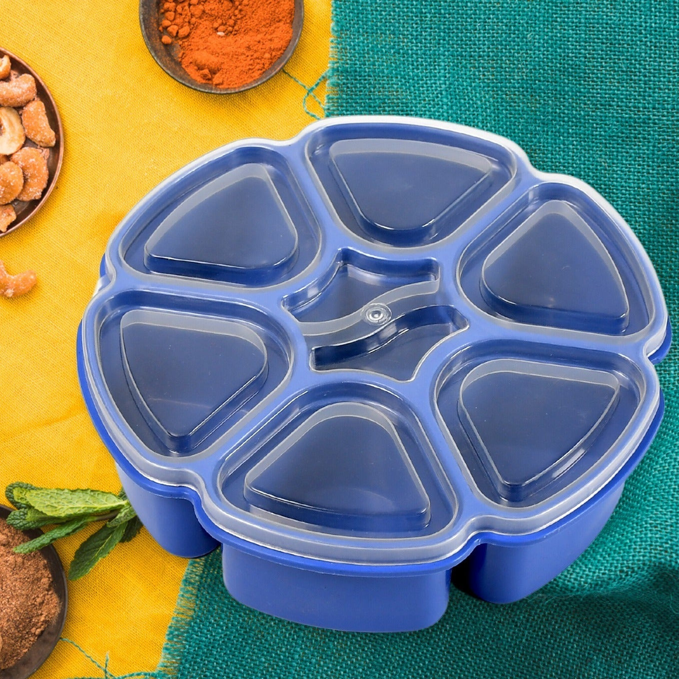 Unique Design Multipurpose Masala  Spice Box Container Spice Box For Kitchen  Masala Container  ( Plastic 7 Section ) - Happy Price - Image 1