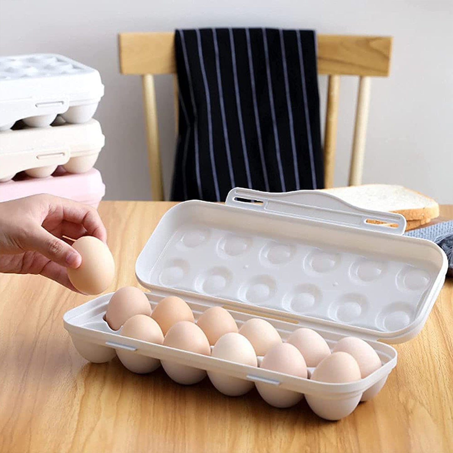 18 Grid Egg Holder Storage Shock-proof Egg Container With Buckle Egg Carrier Egg Tray Egg Shelter Effective Full Seal Egg House Use For Fridge Camping Kitchen - Happy Price - Image 3