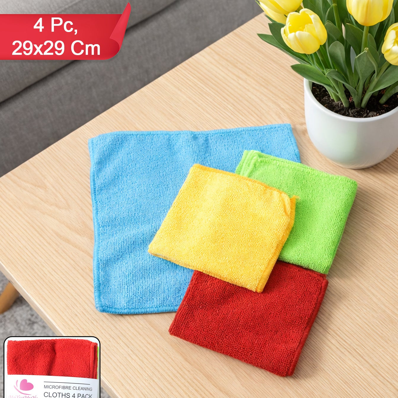 Microfiber Cleaning Cloths 4 Pc Set Multipurpose Cleaning Towel Napkin