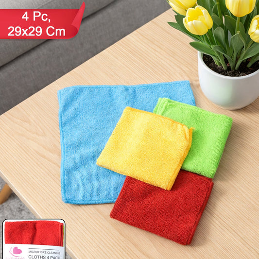 Microfiber Cleaning Cloths 4 Pc Set Multipurpose Cleaning Towel Napkin