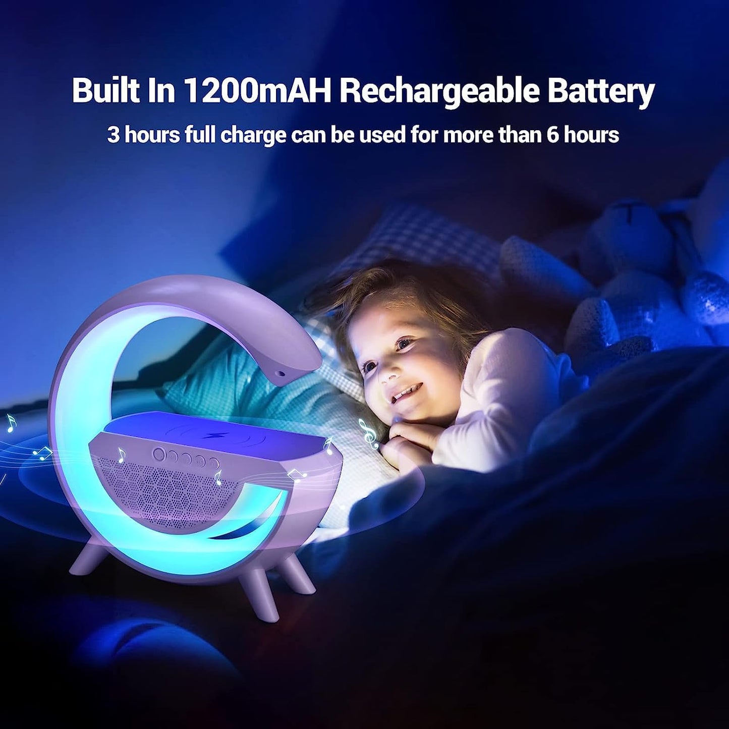 3-in-1 LED Night Lamp with Bluetooth Speaker and Wireless Charger - Happy Price - Image 3
