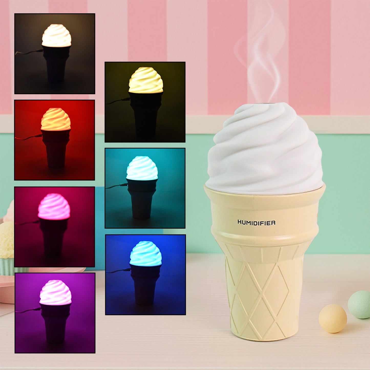 Ice Cream Cone Shape Air Freshener Humidifier (1pc  Cream Color) - Happy Price - Image 3