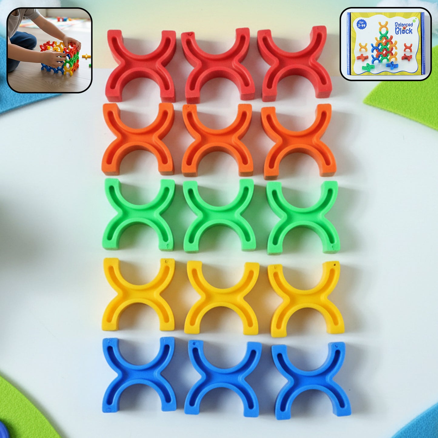 Colorful Interlocking Balance Blocks Toy Set for Kids - Educational Stacking & Building Fun (1 Set) - Happy Price - Image 3