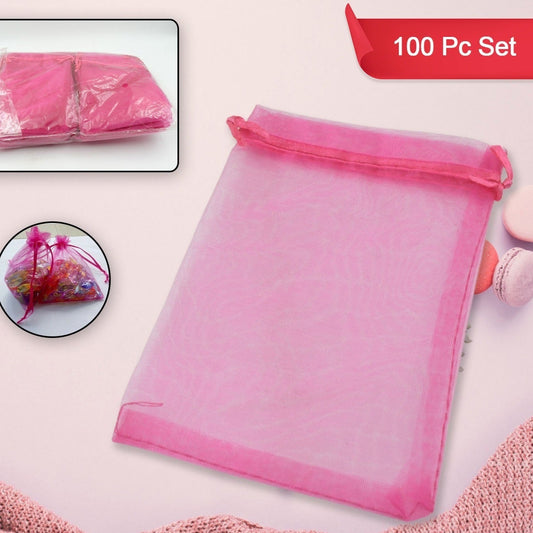 Organza Gift Bags Small Mesh Bags Drawstring Gift Bags Christmas Drawstring Organza Gift Bags Wedding Party Festival Gift Bags (100 Pcs Set) - Happy Price - Image 1