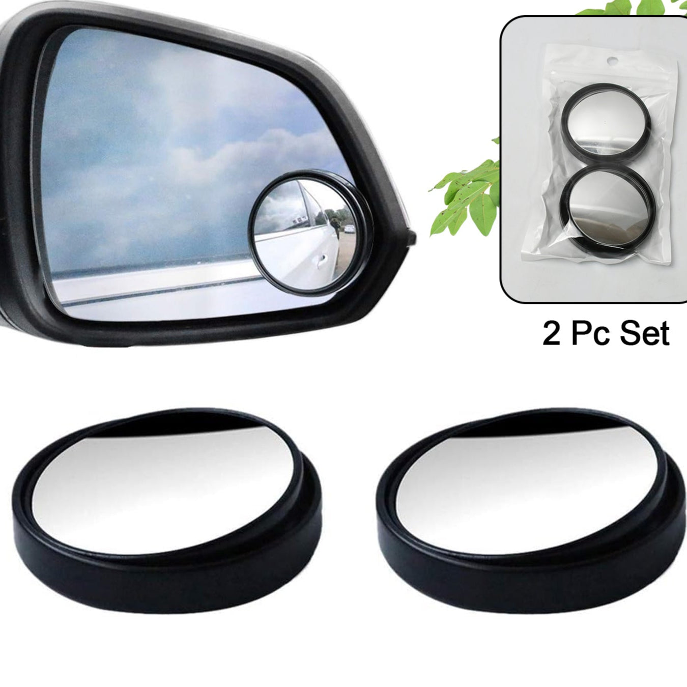 360degree Blind Spot Round Wide Angle Adjustable Convex Rear View Mirror - Pack Of 2 - Happy Price - Image 1