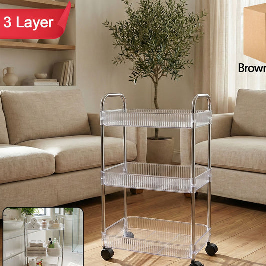 3-Tier Rolling Storage Cart with Wheels - Versatile Organizer for Home - Happy Price - Image 1