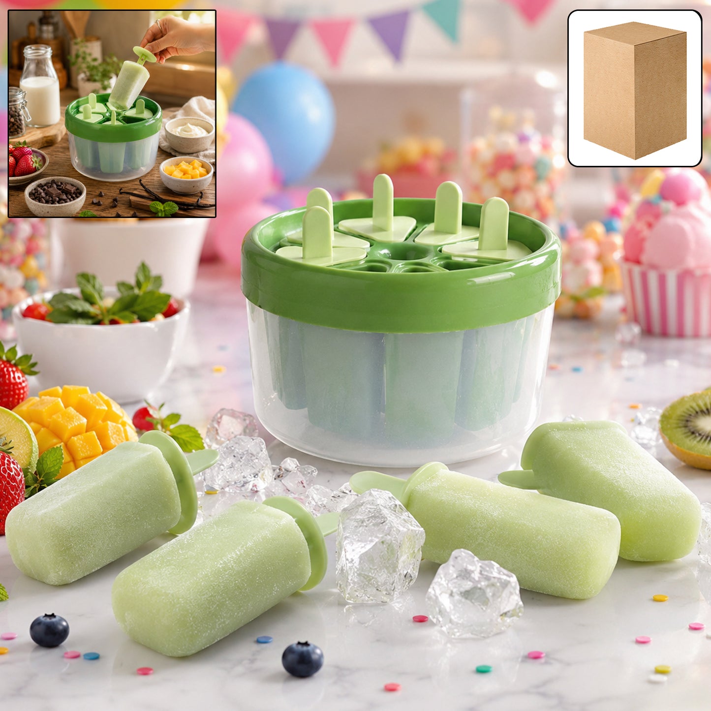 Plastic Ice Candy Mould Tray - 8 Popsicle Cavities, Reusable DIY Frozen Dessert Maker - Happy Price - Image 2