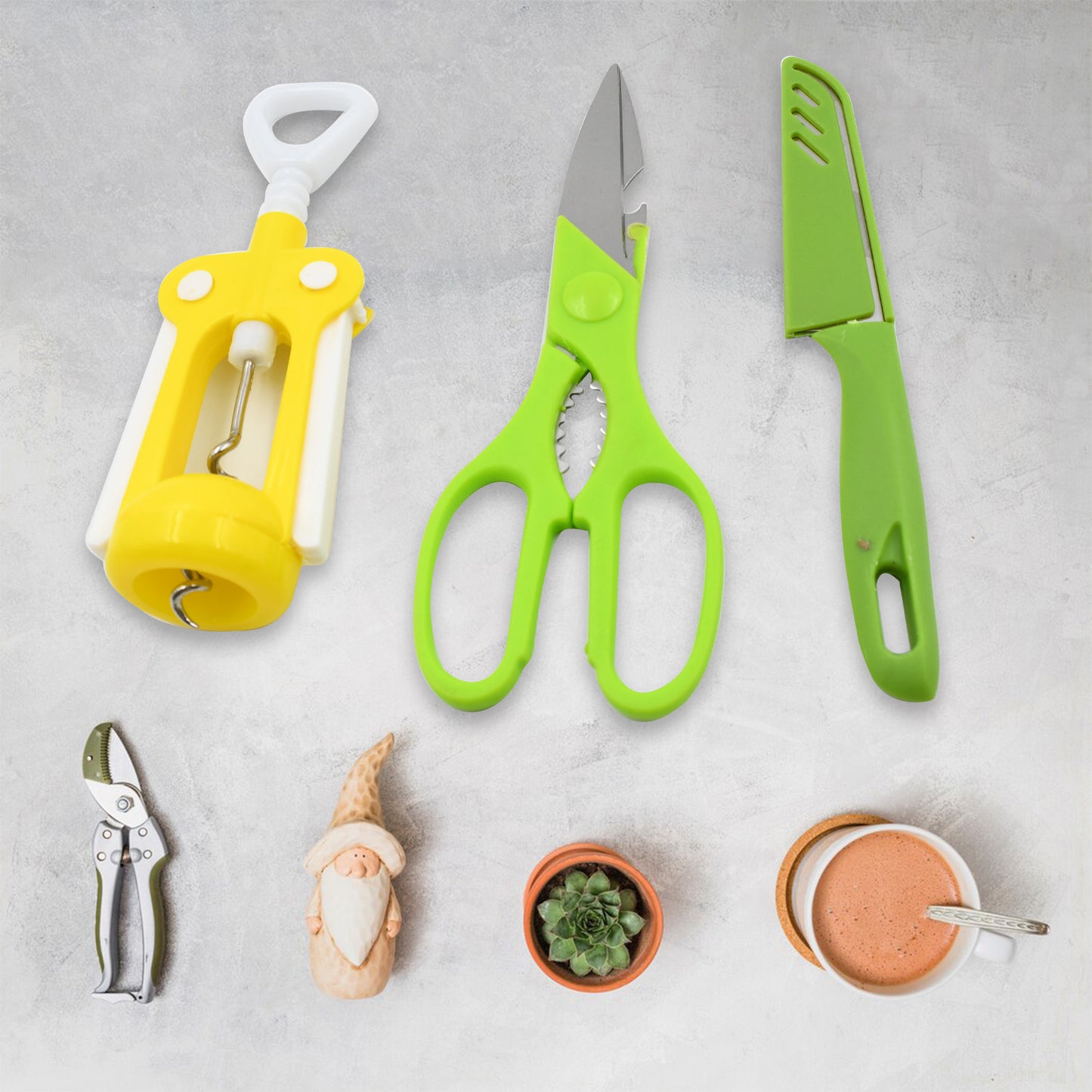 Multifunction Kitchen Tools Stainless Steel And Plastic Kitchen Knife And Scissor Ideal Accessory Set For Kitchen - Happy Price - Image 4