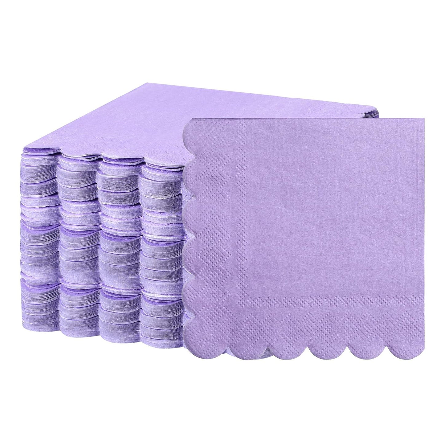 Lilac Scalloped Paper Napkins - 120 Pcs Party Tableware (23 x 23 Cm) - Happy Price - Image 4