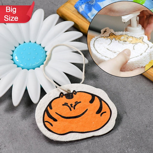 Compressed Wood Pulp Sponge. Creative Cartoon Design Scouring Pad Dishwashing Absorbing Pad. Kitchen Cleaning Tool. - Happy Price - Image 1