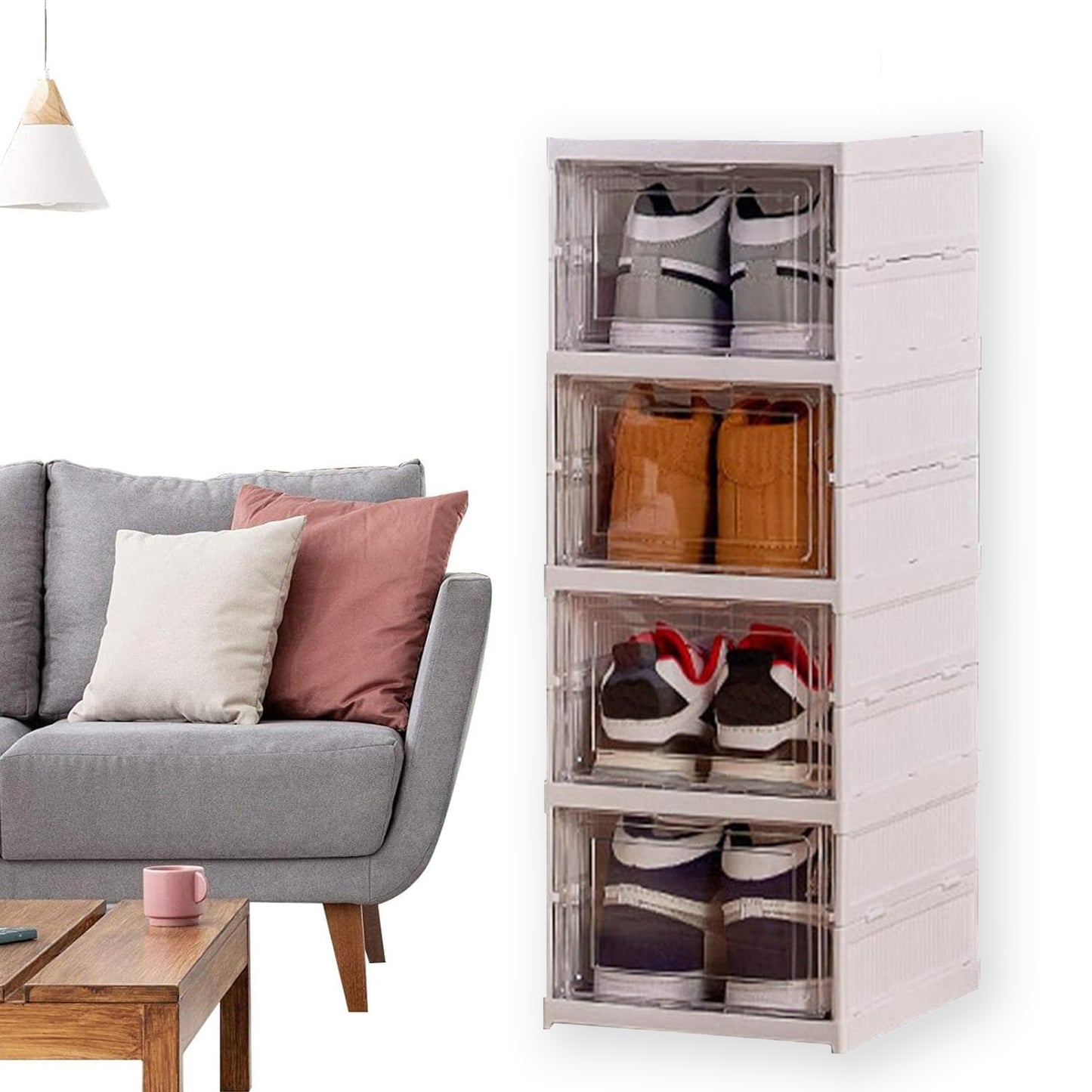 Stackable Multifunctional Storage For Clothes Foldable Drawer Shelf Basket Utility Cart Rack Storage Organizer Cart For Kitchen Pantry Closet Bedroom Bathroom Laundry (4 Layer 1 Pc) - Happy Price - Image 6