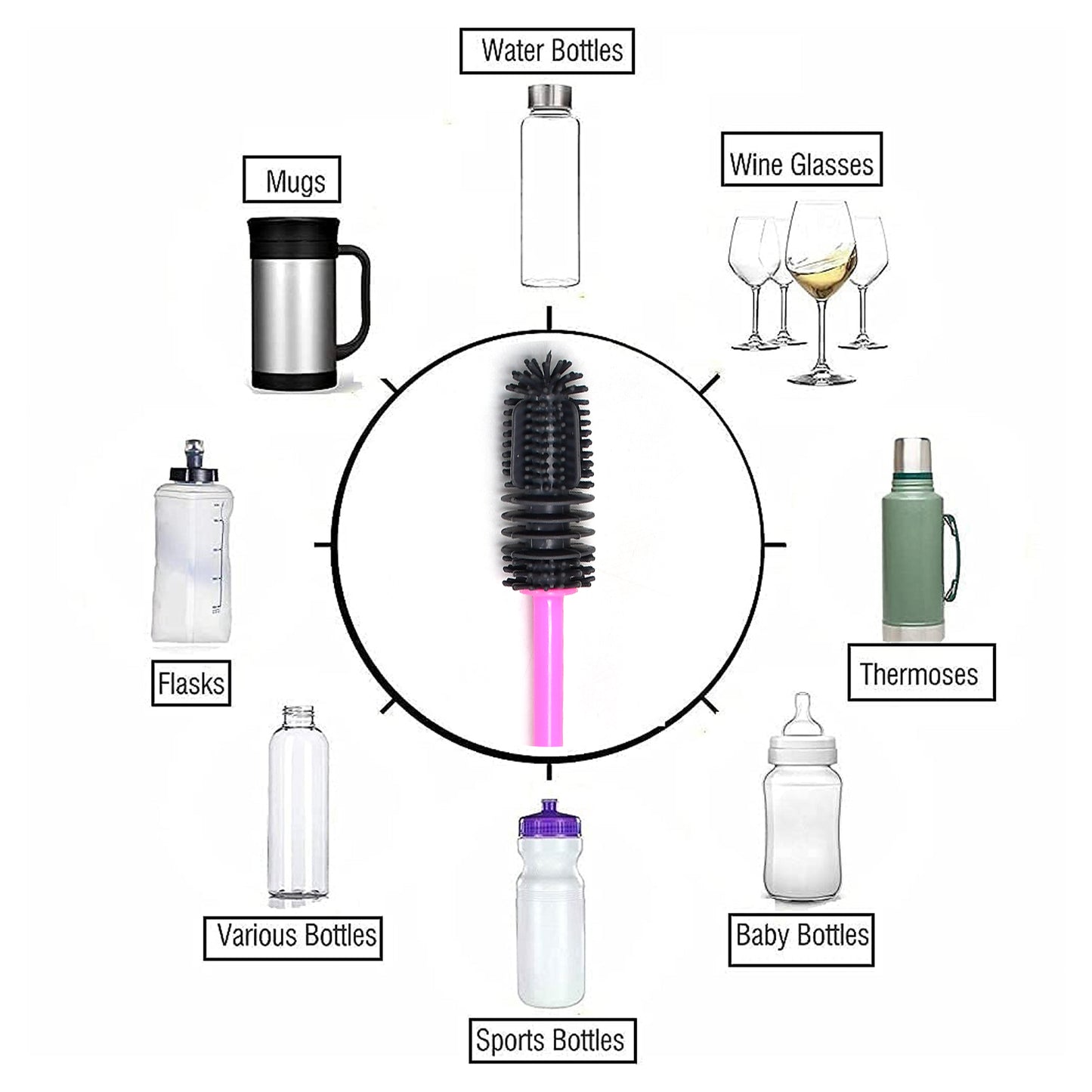 Long Bottle Cleaning Brush For Washing Water Bottle Narrow Neck Containers - Happy Price - Image 4