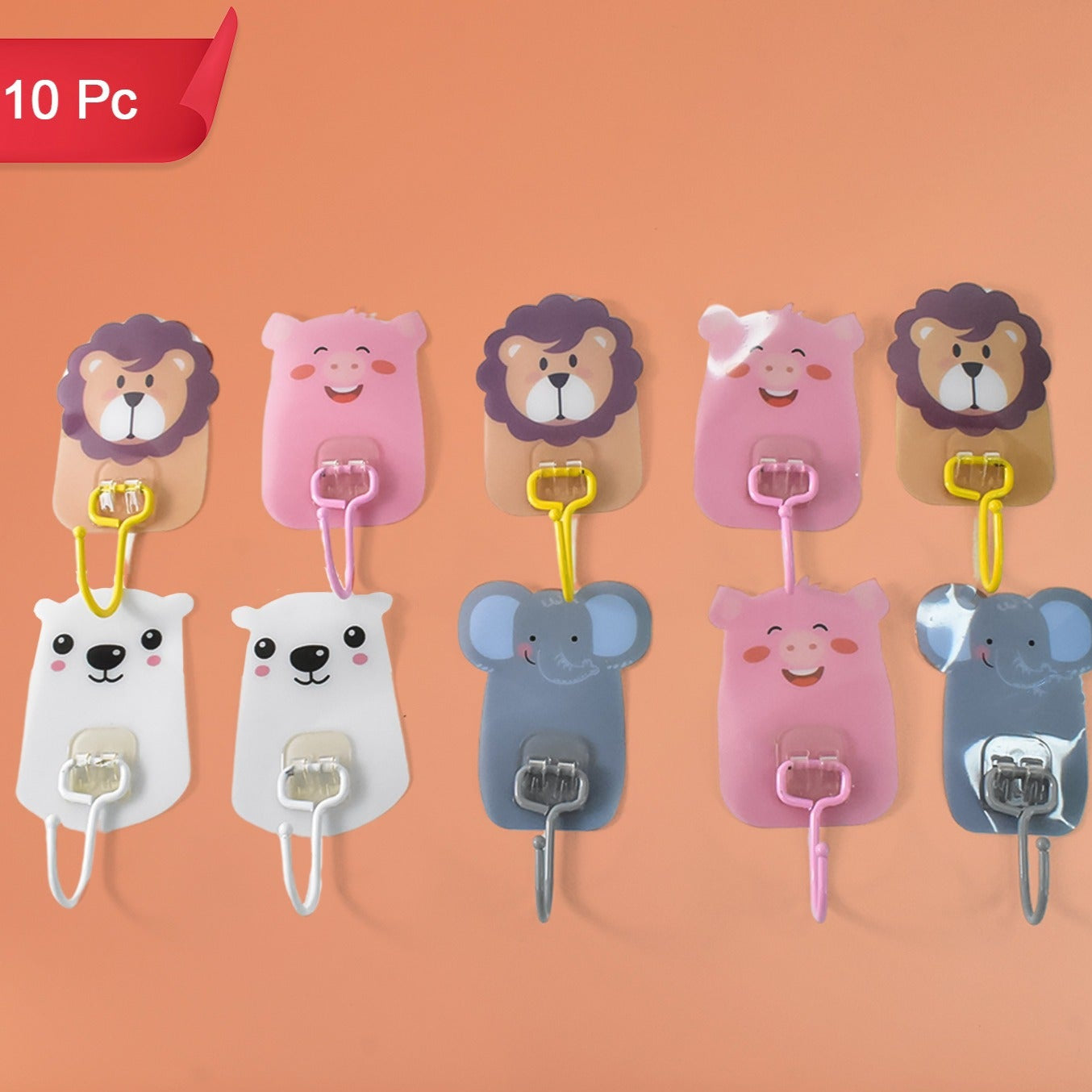 Wall Mounted Cartoon Hooks Self Adhesive Hooks (10 Pcs Set) - Happy Price - Image 1