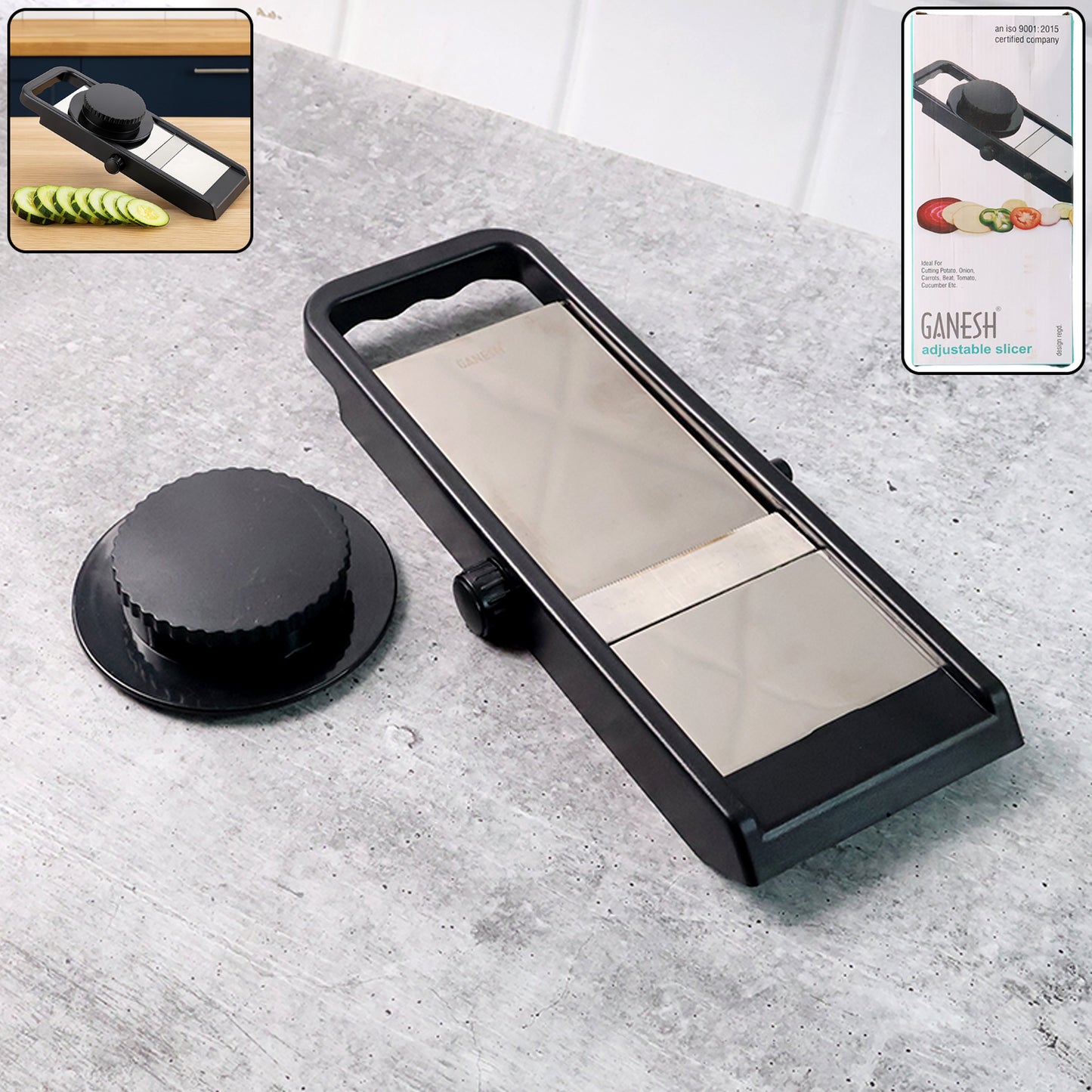 Adjustable Vegetable & Fruit Slicer with Stainless Steel Blade - Happy Price - Image 3