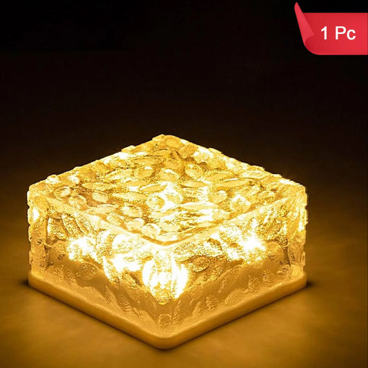 solar Ice Cube Shaped Garden Light Ice Cube Shaped Garden Warm Light Outdoor Solar Garden Decorative Lights For Walkway Pathway Backyard Christmas Decoration Parties - Happy Price - Image 1