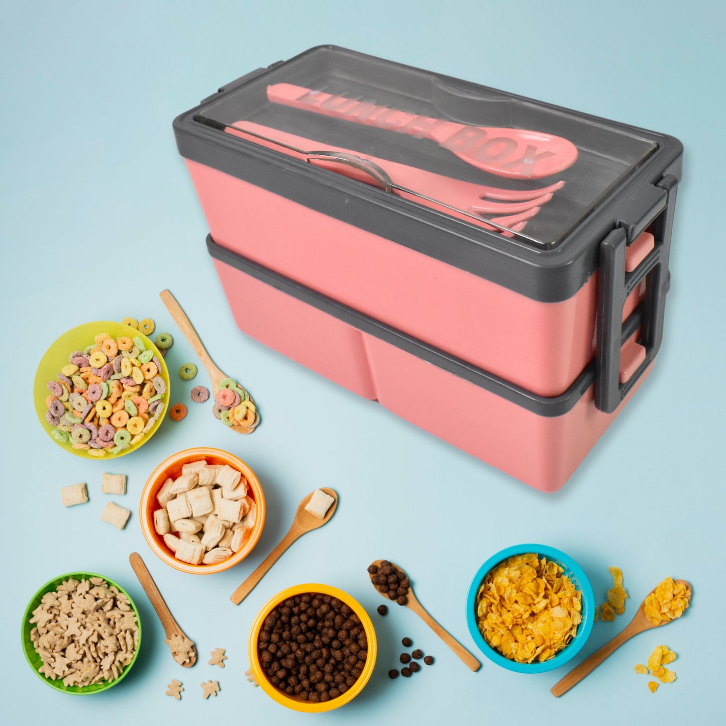 Plastic 3 Layer Leak Proof 3 Compartment Lunch Box For Office  (1 Pc) - Happy Price - Image 5