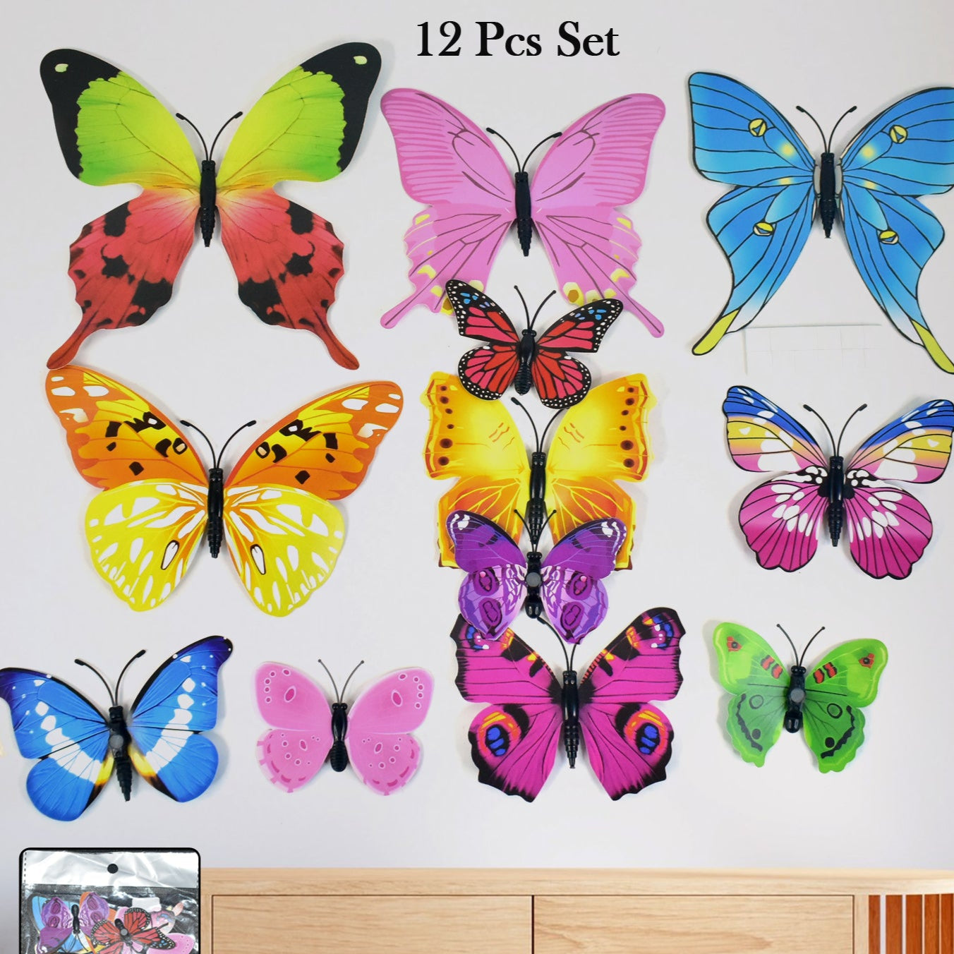 Decorative Colorful Butterfly Wall Stickers (12 Pc  Set) - Happy Price - Image 1