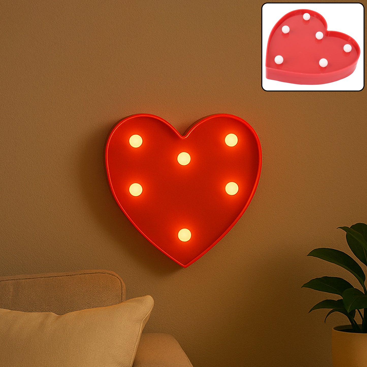 Heart Shape LED Night Light - Battery Operated Decorative Lamp (1 Pc) - Happy Price - Image 3