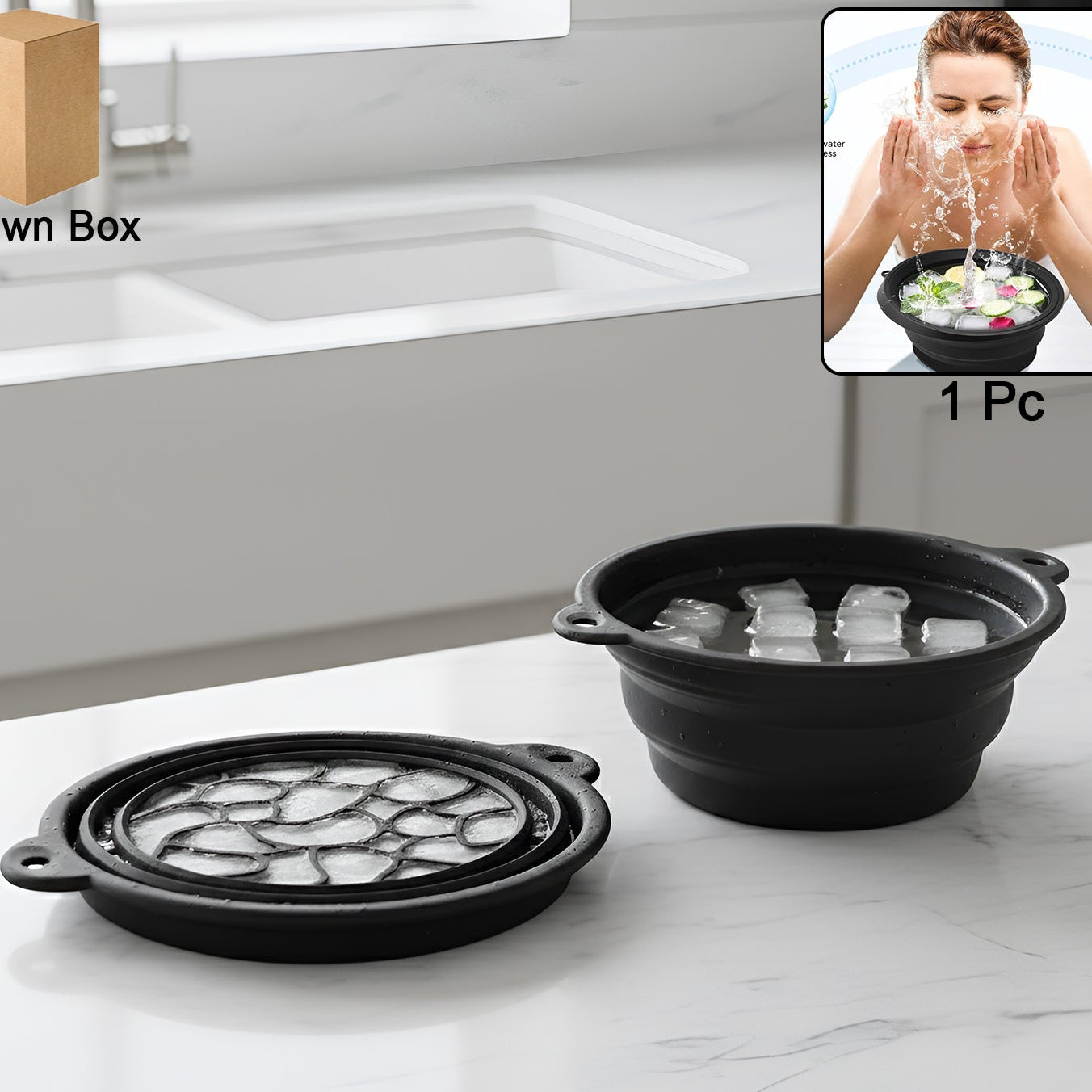 Foldable Silicone Ice Bath Bowl for Face Care (1 Pc) - Happy Price - Image 1