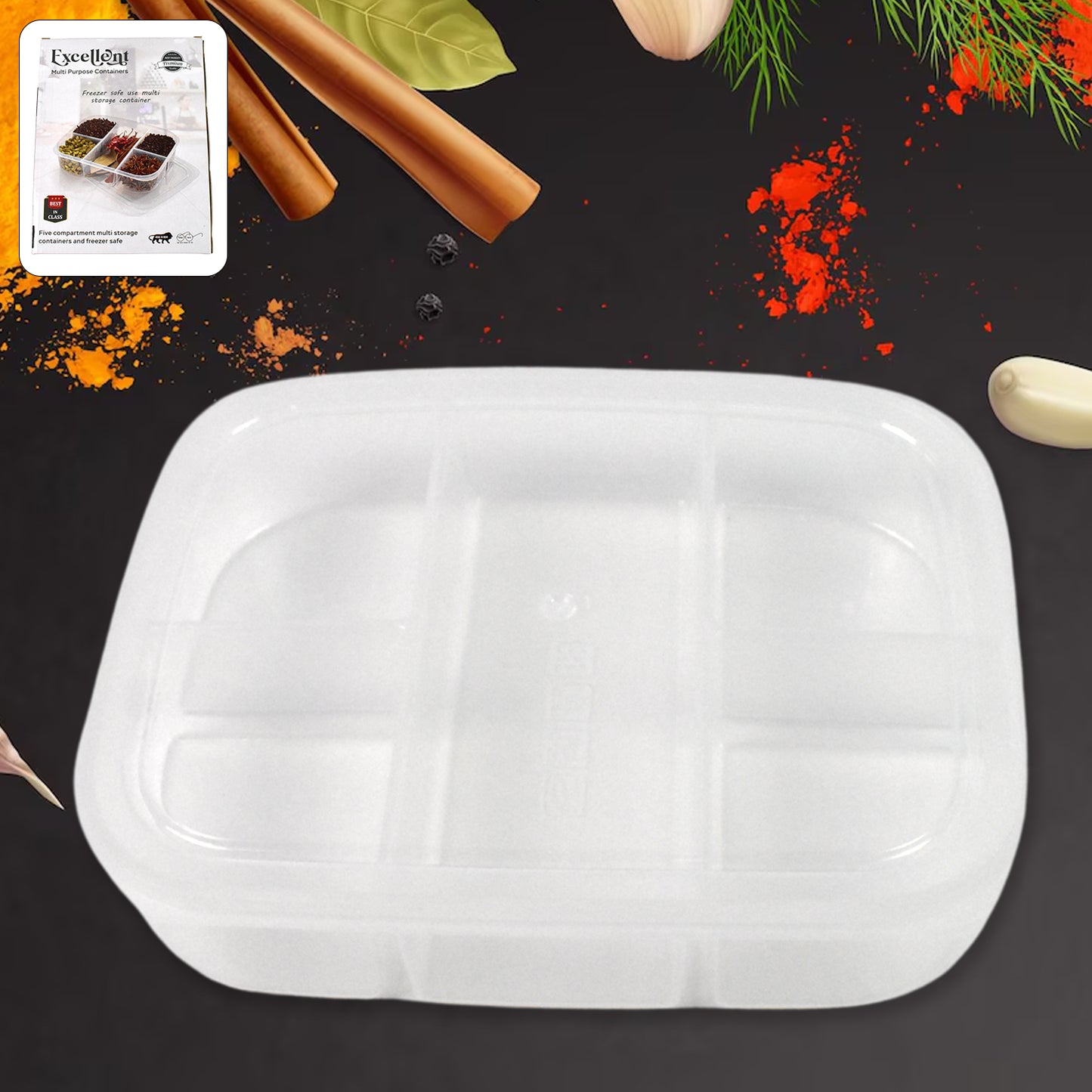 Plastic 5- Compartment Excellent Container Reusable Lunch Box (1 Pc) - Happy Price - Image 6
