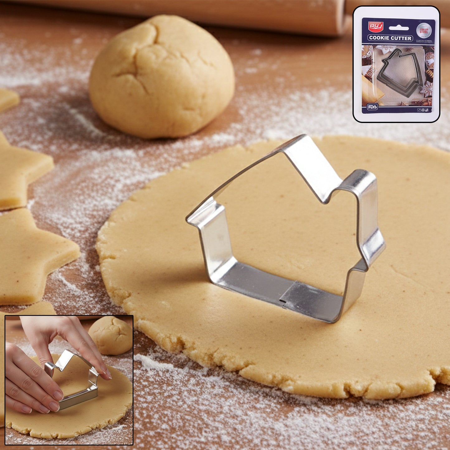 Stainless Steel House Shape Cookie Cutters - 3 Pc Mix Design Set - Happy Price - Image 5
