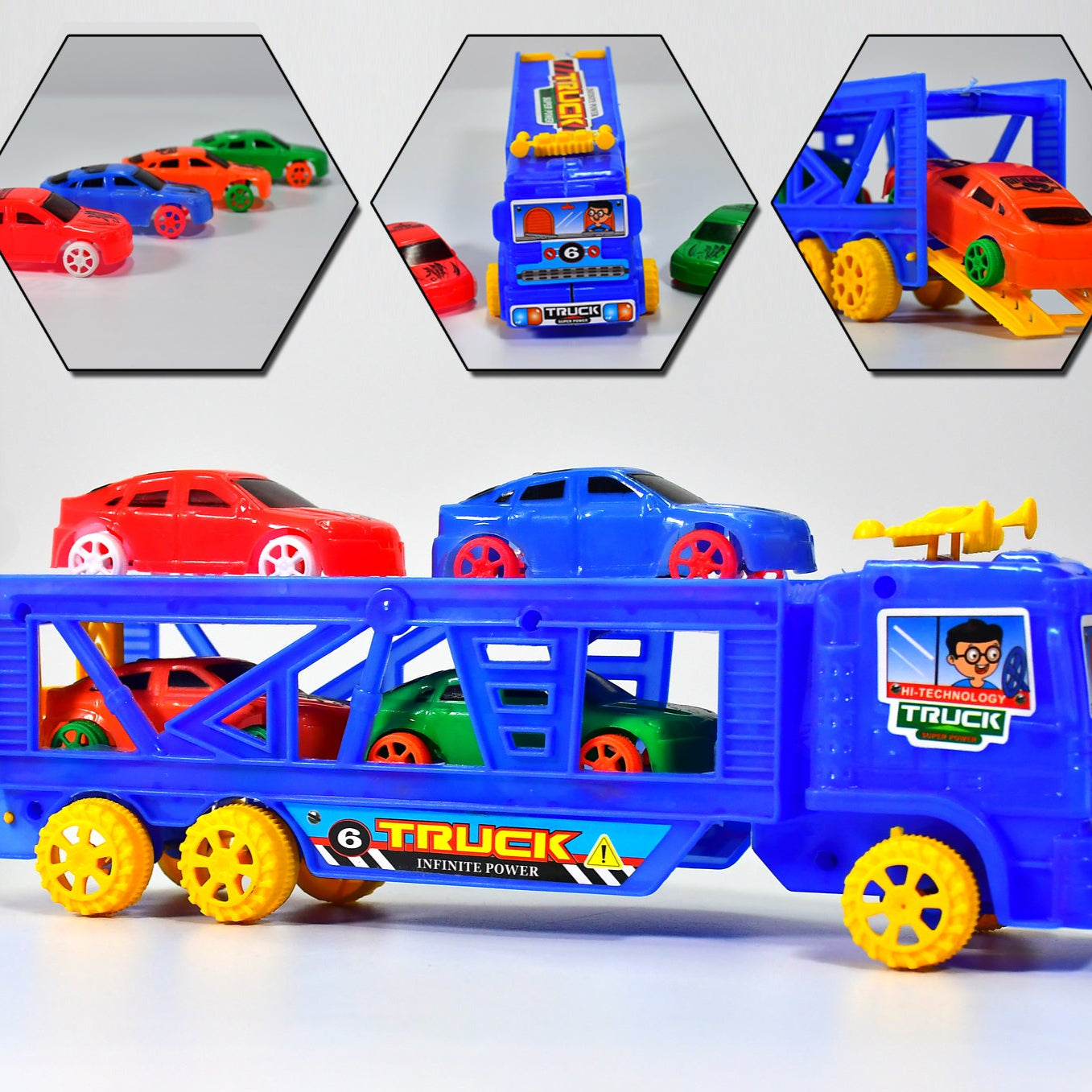 Toy Set Truck With 4 Mini Cars Toy Vehicles For Children - Happy Price - Image 1