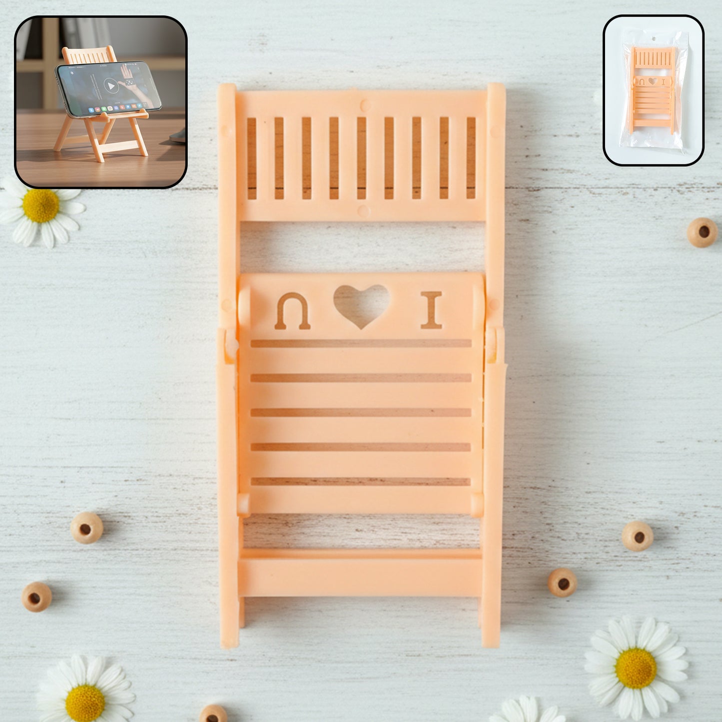 Mini Chair Mobile Stand Holder - 1 Pc Peach Color - Happy Price - Image 3