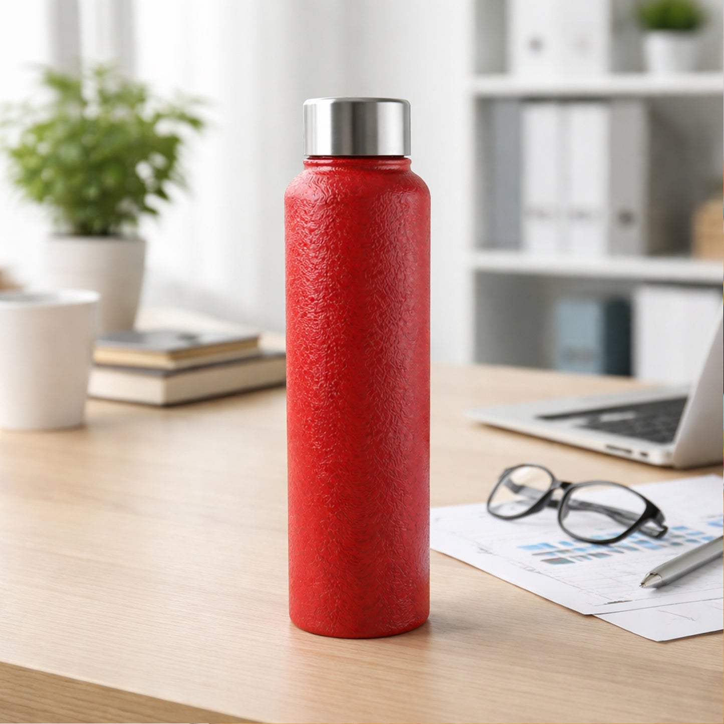 1000 ML Red Stainless Steel Water Bottle (1 Pc) - Leak-Resistant - Happy Price - Image 2