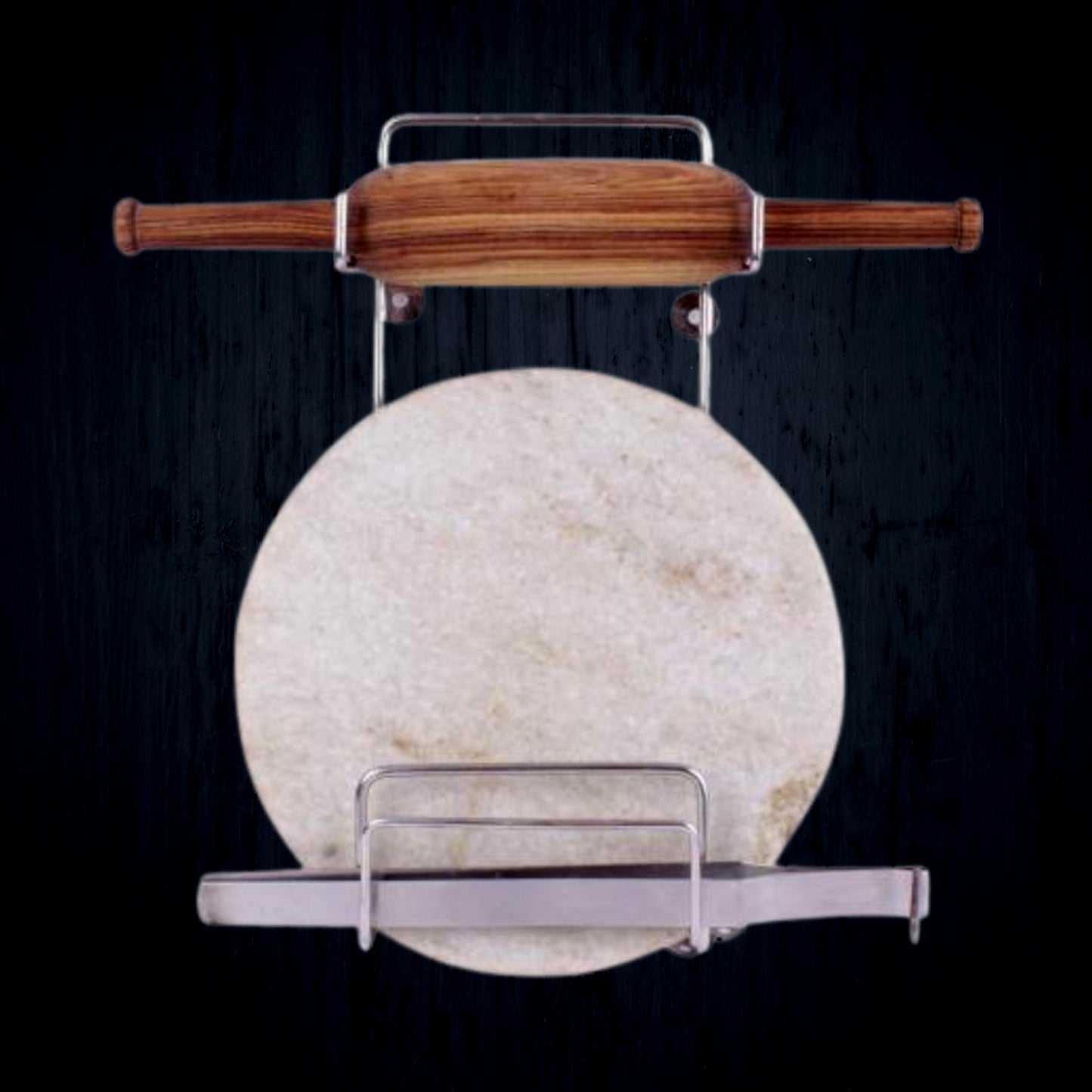 Chakla Belan Chimta Stand Rolling Pin Board Tong Holder Silver Stainless Steel Multi-purpose Rack For Kitchen (1 Pc ) - Happy Price - Image 2