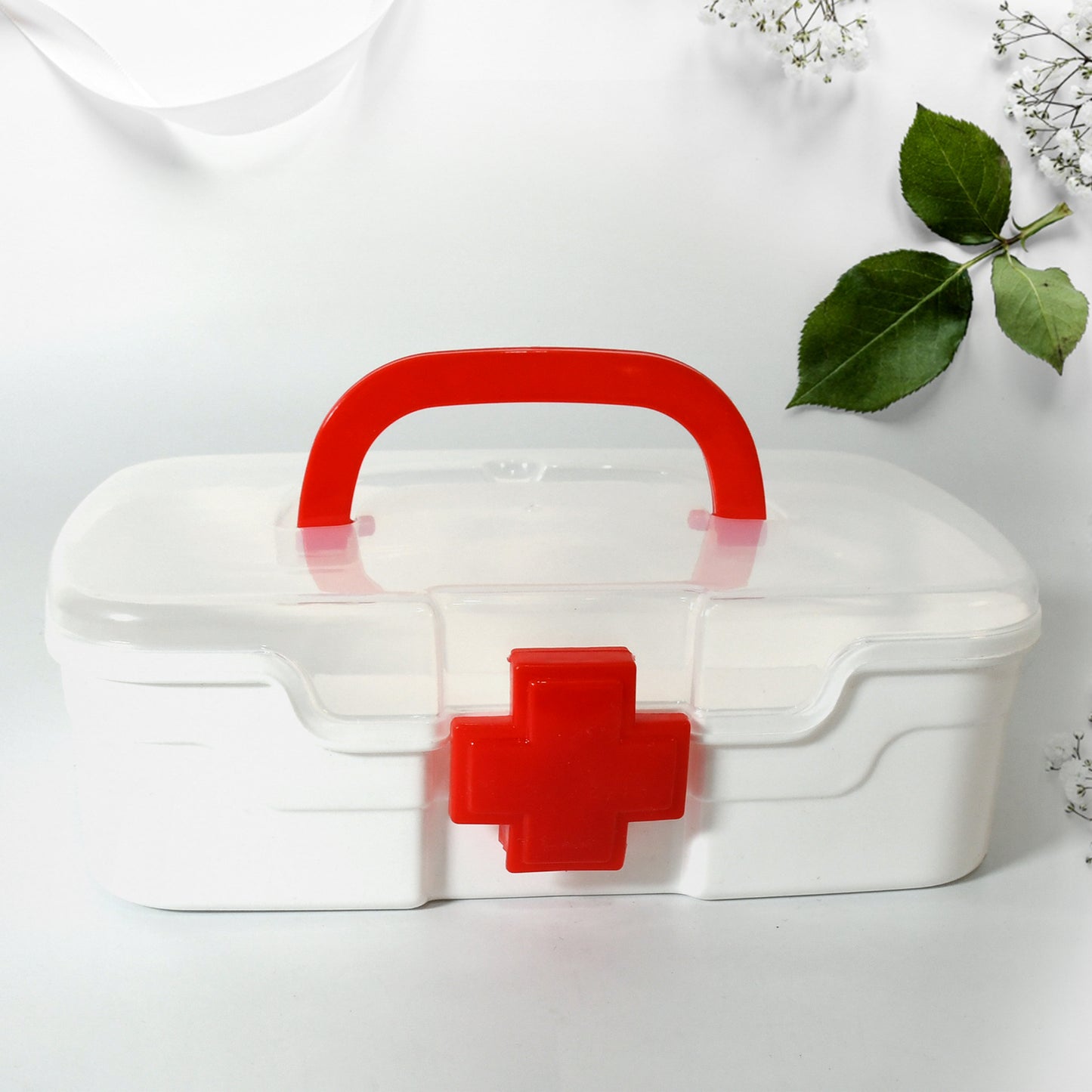 Medical Box 1 Piece Indoor Outdoor Medical Utility Medicine Storage Box Detachable Tray Medical Box Multi Purpose Regular Medicine First Aid Box With Handle  Transparent Lid - Happy Price - Image 3