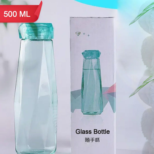 Glass Fridge Water Bottle Plastic Cap With Two Water Glass For Home  Kitchen Use - Happy Price - Image 1