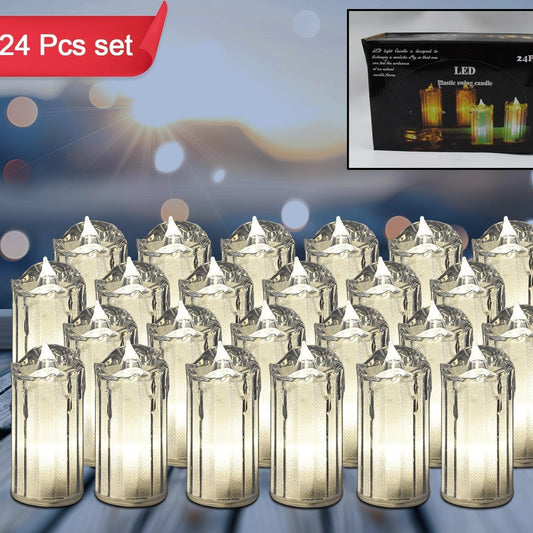 24 Pc LED Flickering Tea Lights - Smokeless Decorative Candles - Happy Price - Image 1