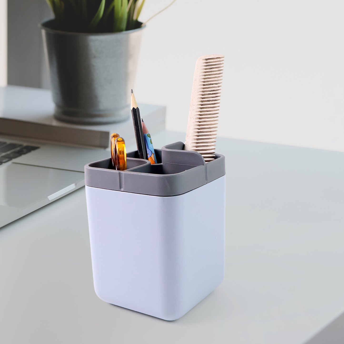 4 Section Desk Organizer Holder - Plastic Utility Container for Office & Home (1 Pc) - Happy Price - Image 3