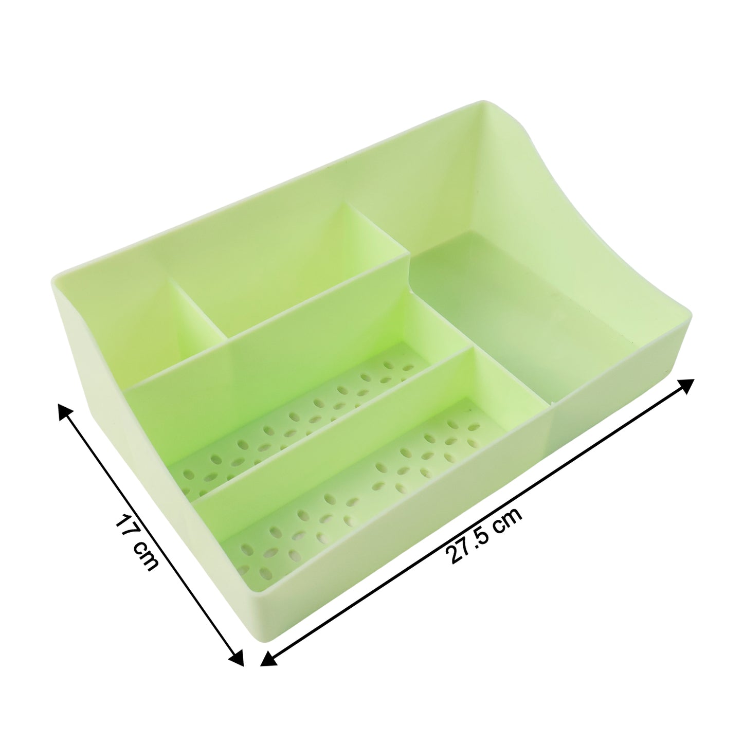 Multi-Compartment Desk Organizer Tray - Green Plastic Storage for Office & Study - Happy Price - Image 3